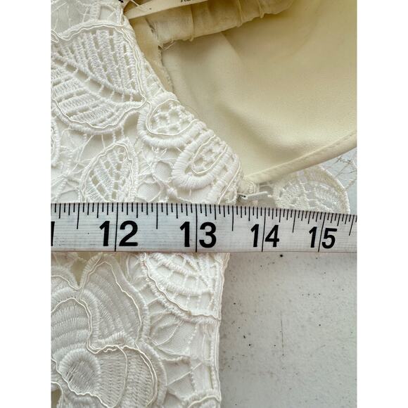 Self-Portrait Womens Off Shoulder Bridal Gown Size 2 Chiffon Lace White Wedding - Picture 9 of 16